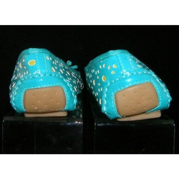 Mootsies Tootsies Allene teal bow round cap toe laser cut ballet flats 7.5M - Picture 5 of 11